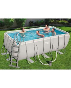 Piscina Power Steel Frame Rettangolare Cm. 412X201X122 Con Pompa - Bestway 56456 
