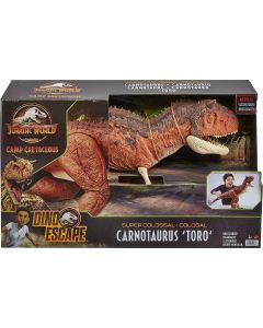 Jurassic World- Dinosauro Carnotauro da 91 cm , Mastica e Divora, HBY86