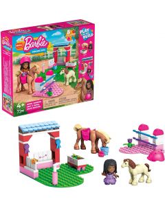 Barbie Maneggio con Ostacoli - Bambola, Cavallo e Pony - 68 Mattoncini + Accessori 