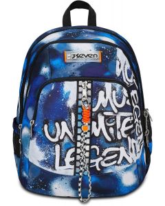 SEVEN Zaino Scuola Advanced, Blu, Retrocolor - 102439