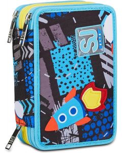 SEVEN SJ Gang Astuccio Scuola 3 Zip, Blu, Go To Space - 30C202428-519