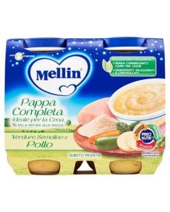 Mellin Pappa Completa Pollo Semolino e Verdure - 2x200g