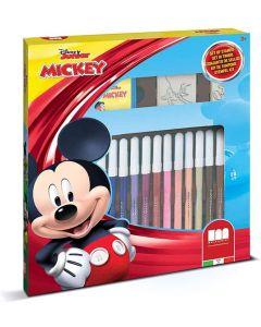 Set 2 Timbri per Bambini e 18 Pennarelli Colorati Disney Mickey - Multiprint 86945