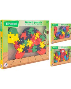 SirWood Puzzle in Legno Lettere E Numeri - Globo 40592 - Modelli Assortiti