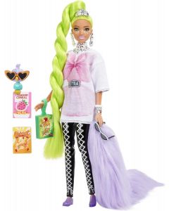 Barbie Extra - Bambola con Lunghissimi Capelli Verde Fluo - HDJ44