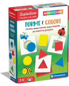 Clementoni - 16724, Sapientino Montessori, Forme e Colori, flash card su figure geometriche e colori