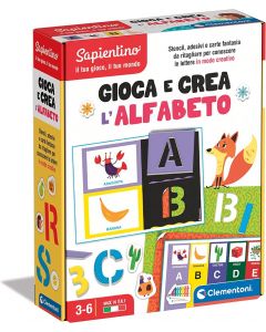 Clementoni- Sapientino-Gioca e Crea: L'alfabeto-Stencil e Lettere Puzzle da comporre, Gioco educativo per Imparare Alfabeto
