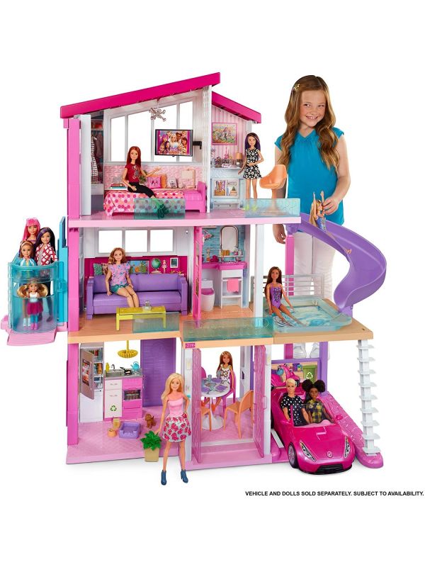 Barbie Casa Set con le bambole PISCINA Bambine Bambini Casa Arredamento Play Kit Rosa NUOVO 