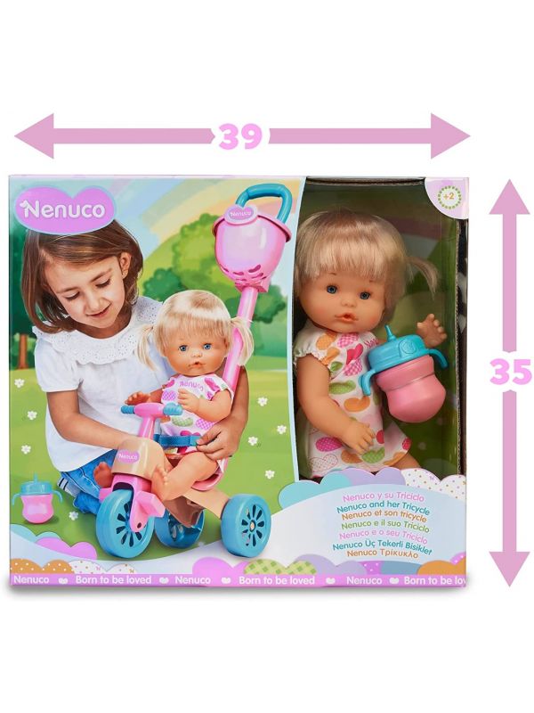 Nenuco Accessori e Triciclo con Ruote e Cintura per Portarlo Sempre con Te