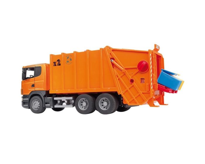 BRUDER 03560 - Camion Scania R Serie S, Trasporto Rifiuti, Arancione